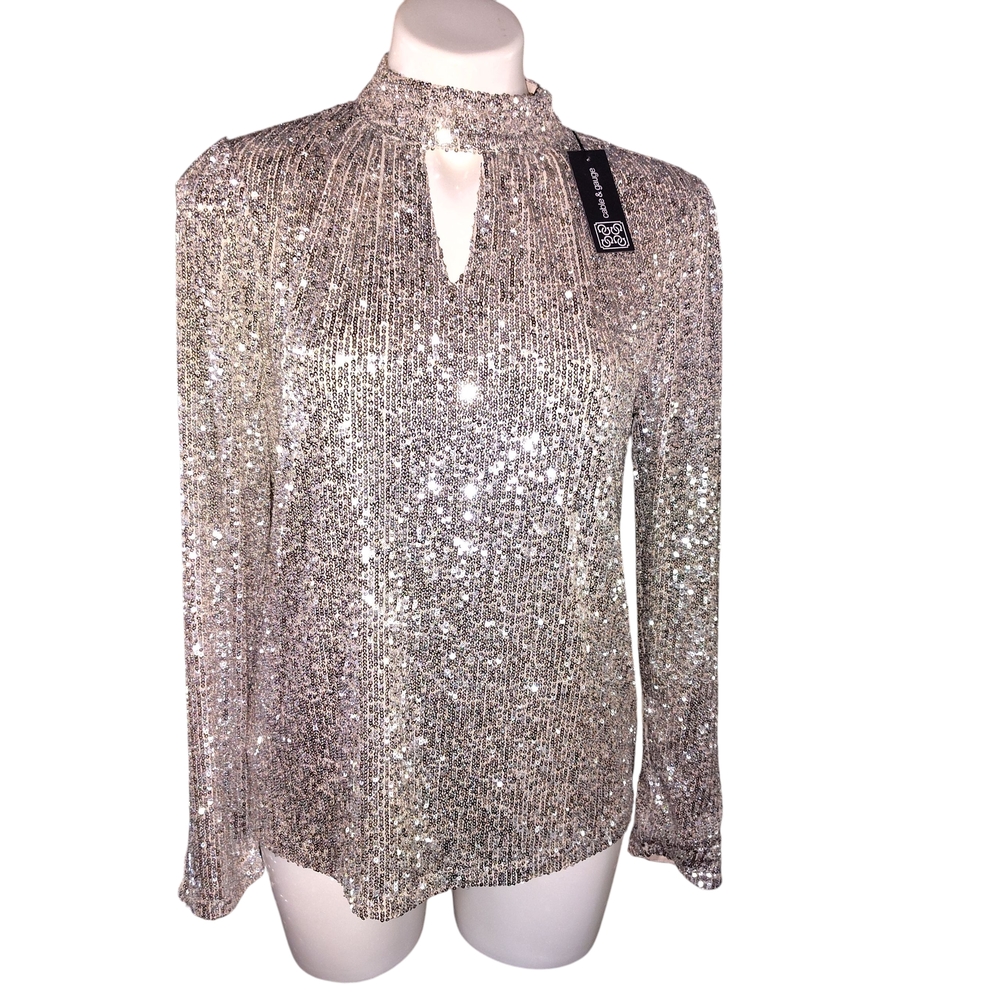 Cable & Gauge Silver Sequin Blouse